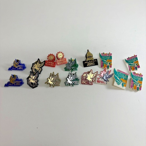 Accessories - Lot of (16) 1980's Kentucky Derby Festival Pins Pegasus 1982 - 1989 & Heritage W